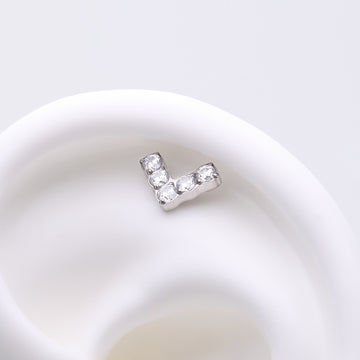 Detail View 1 of Implant Grade Titanium OneFit Threadless Multi-Gem Chevron Top Part-Clear Gem